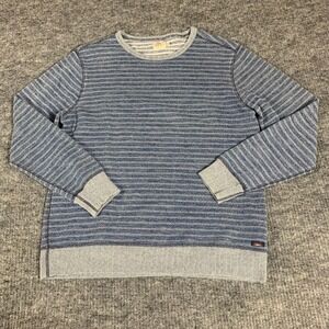 Faherty Sweater Mens Medium Blue Striped Pullover Cotton Long Sleeve Preppy Golf